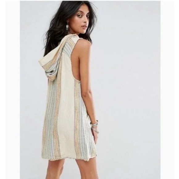$108 Free People ALL RIGHT NOW Mini Sleeveless Hooded BOHO Dress Sz S XS - Picture 10 of 12